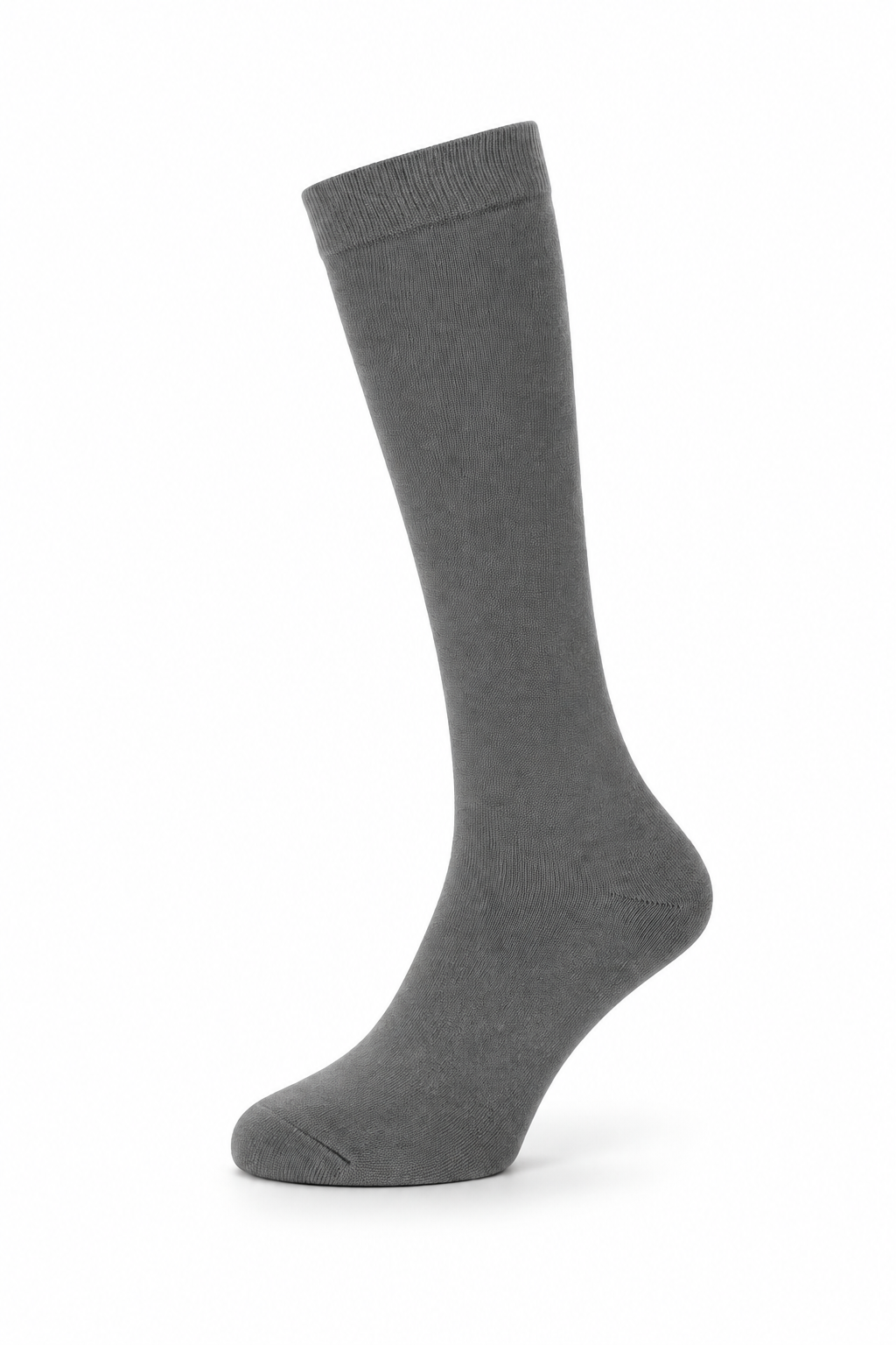Grey knee sock on a portrait white background